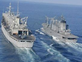 Japanese supply ship refuels U.S. naval vessel